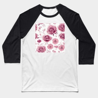 Pink Vintage Floral  Romantic Flower Design Baseball T-Shirt